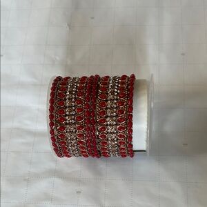 Elegant Red and Gold Bangle Set